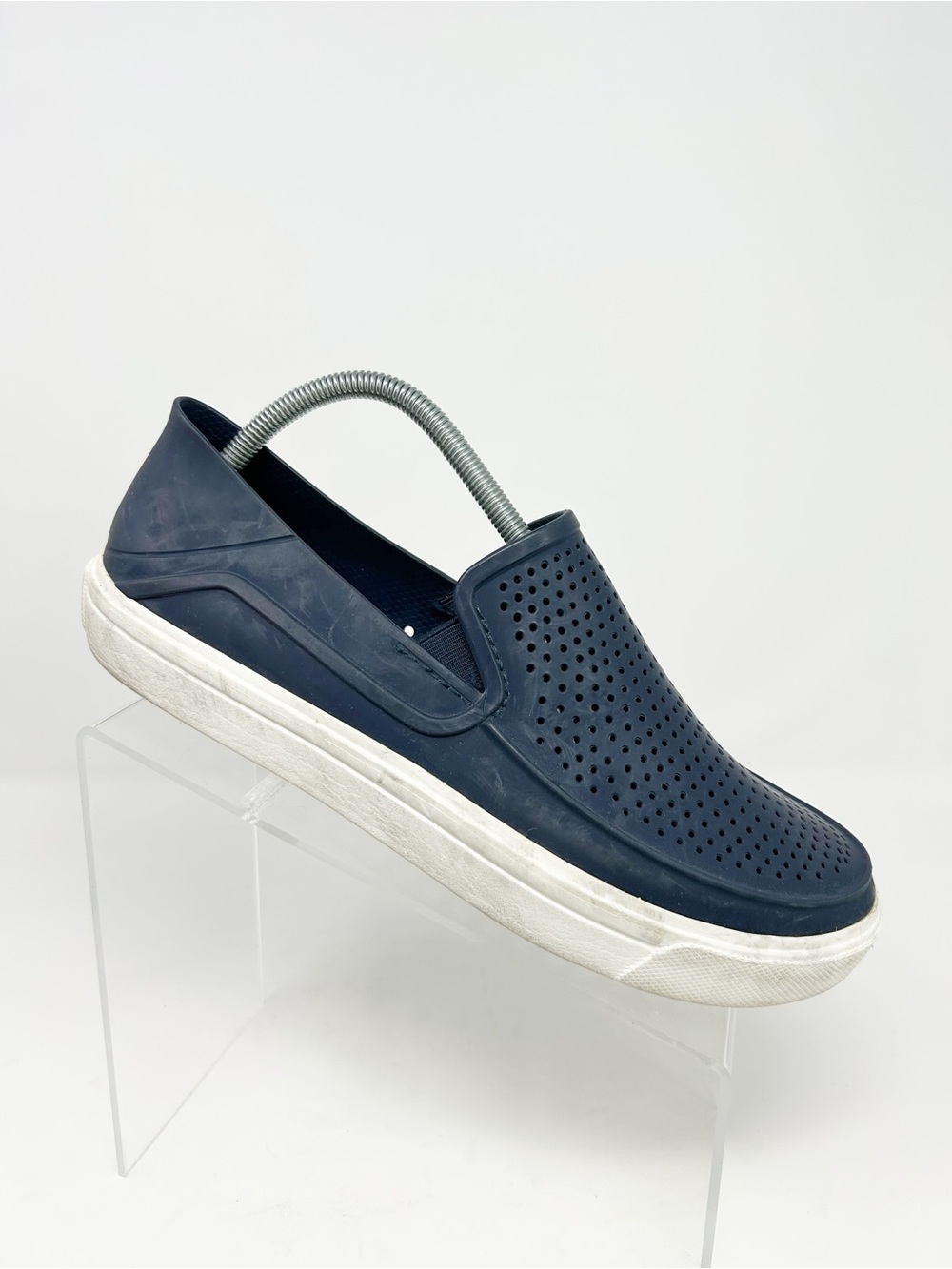 Crocs CitiLane Roka Men's Slip On Loafers Navy Blue White Perforated Size 9